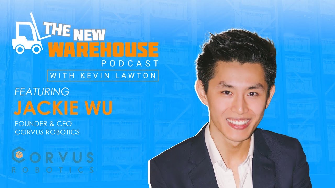 Jackie Wu of Corvus Robotics recording The New Warehouse Podcast with host Kevin Lawton
